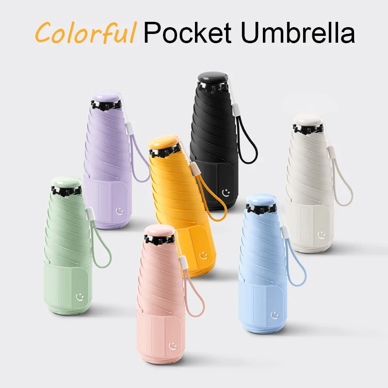 New Ultra Light Mini 5Fold Umbrella UV Protection Sunny Rainy Pocket Umbrella Portable Parasol Compact Capsule Umbrella for Girl