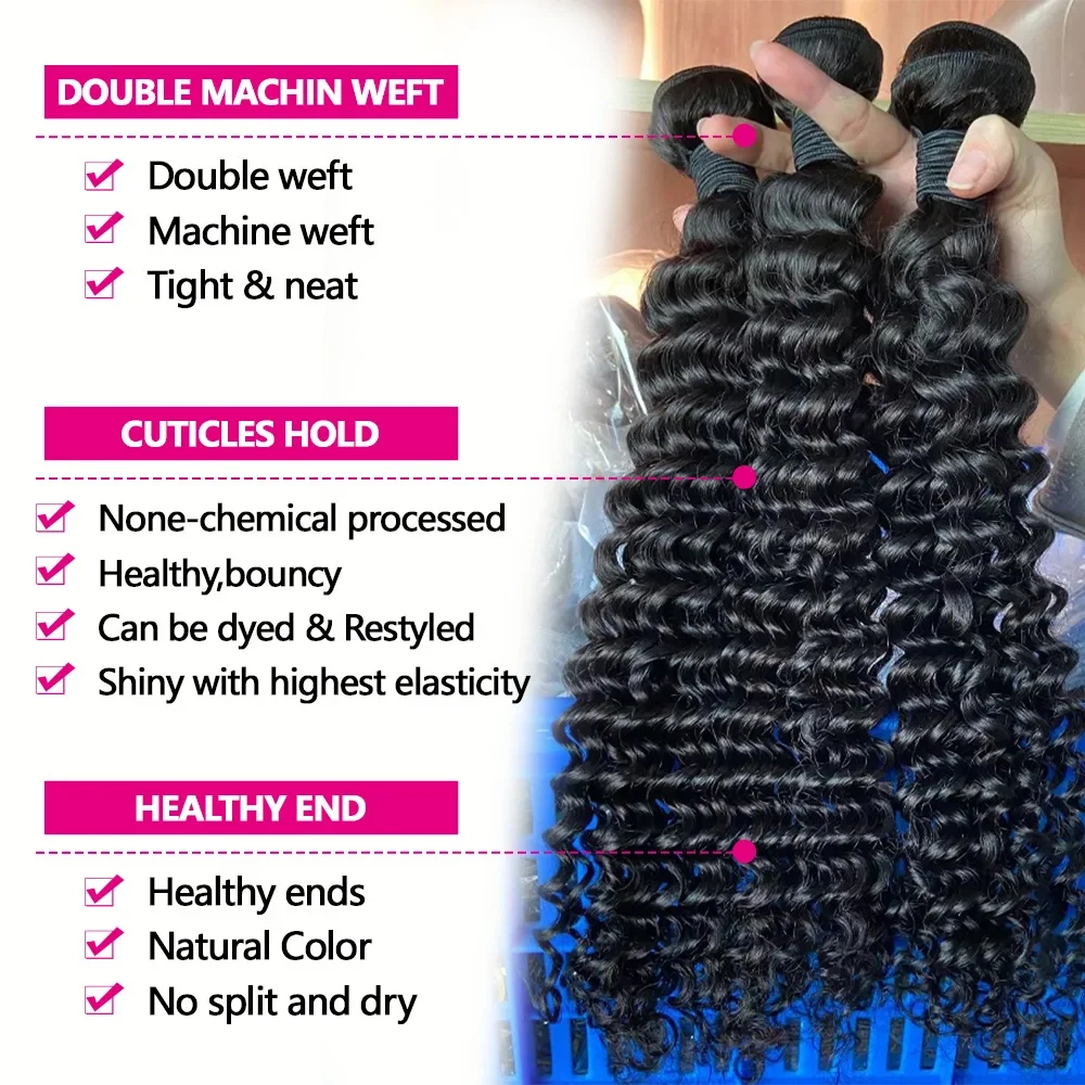 32-Zoll-Tiefe Welle Bundles Menschliches Haar Extensions 12A Burmesische Lockige Haar Bundles 1/3/4 Pcs Tiefe Lockige Bundles Menschliches Haar Bundles – Detail 6