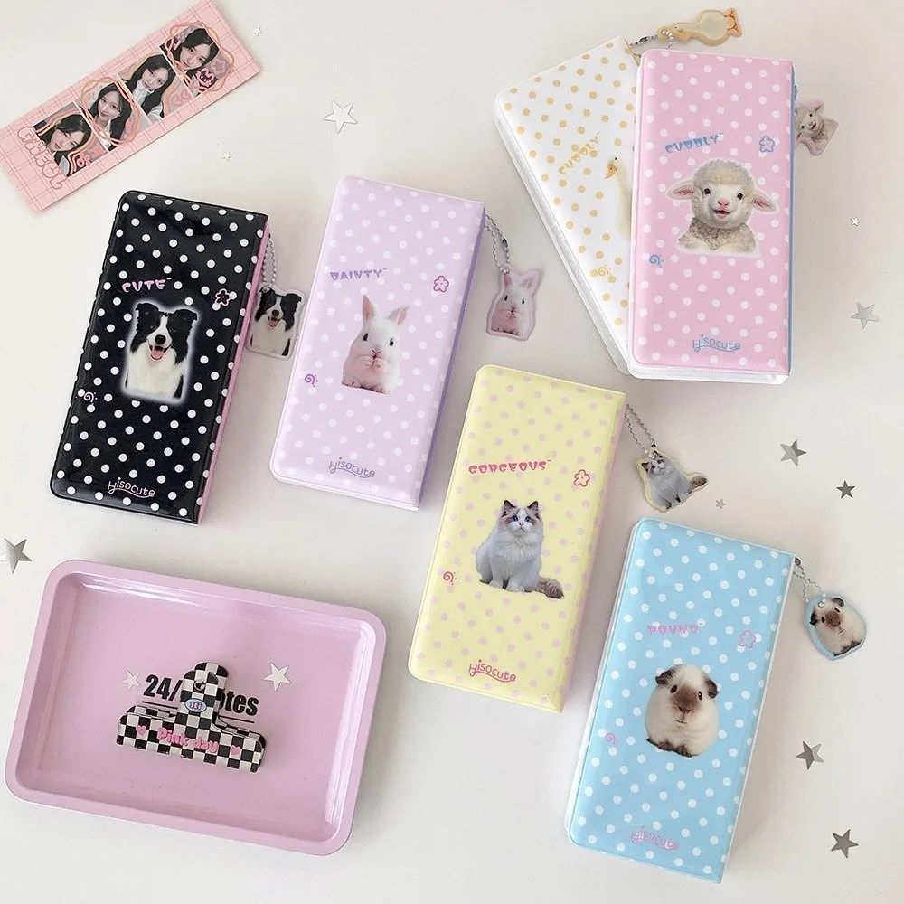 Cute Polka Dot Bow Card Album 4 Grids Hollow Photocards Holder Idol Card Protective Cover