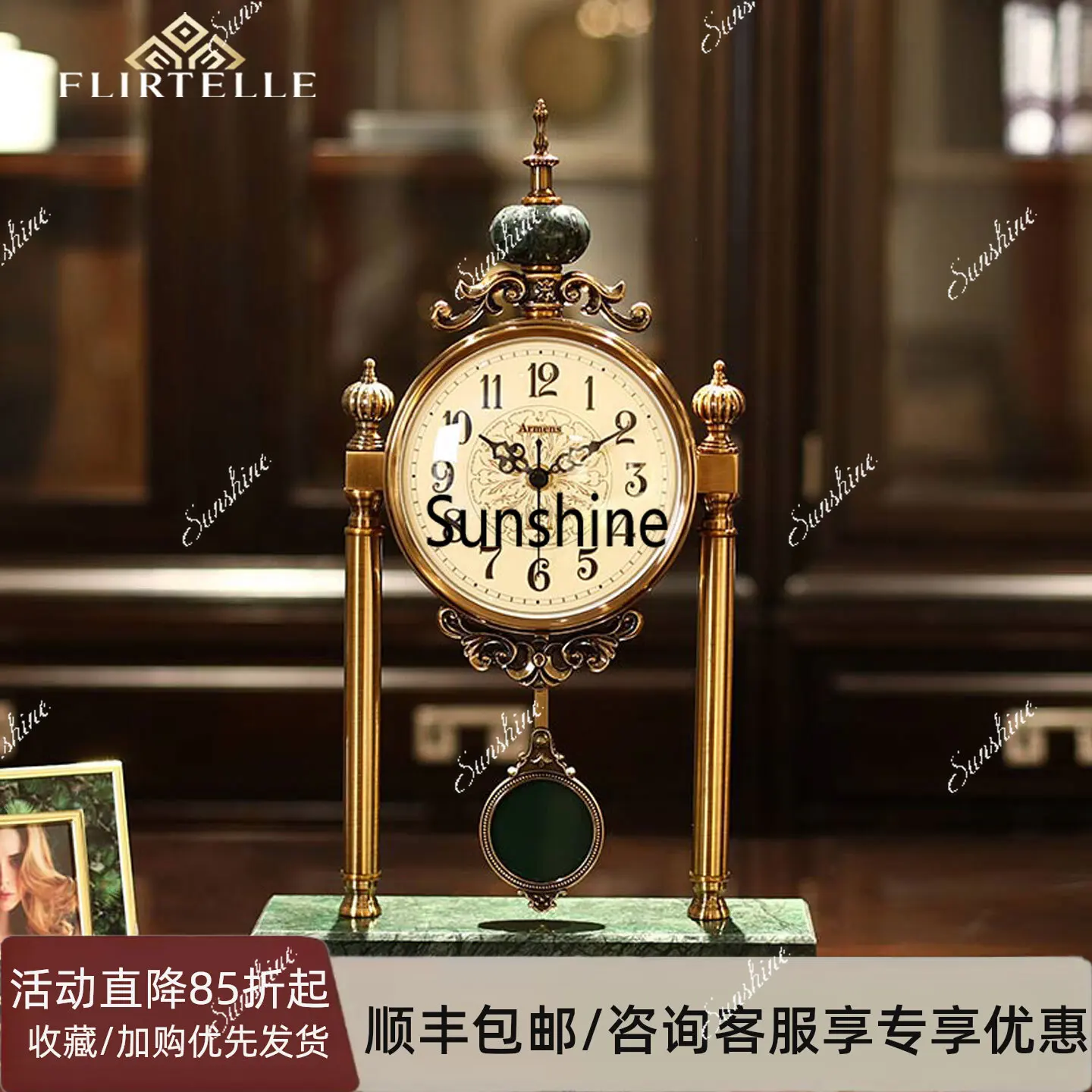 Creative European clock light luxury high-end home living room decoration ornament
