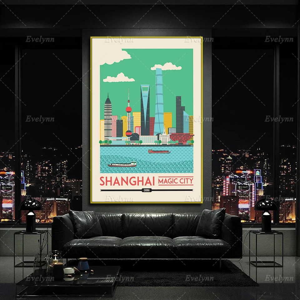 Shanghai China Trave Canvas Poster Nordic Modern Home Decor Prints Pictures Living Room Cuadros Wall Art Painting Gift