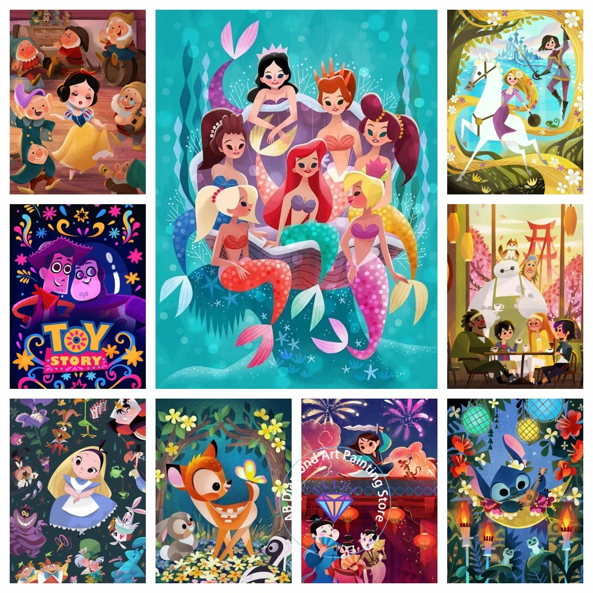 

AB наборы алмазной живописи Disney 5d DIY Алиса в стране чудес Русалка «Холодное сердце» мультфильм вышивка мозаика вышивка крестиком детский подарок