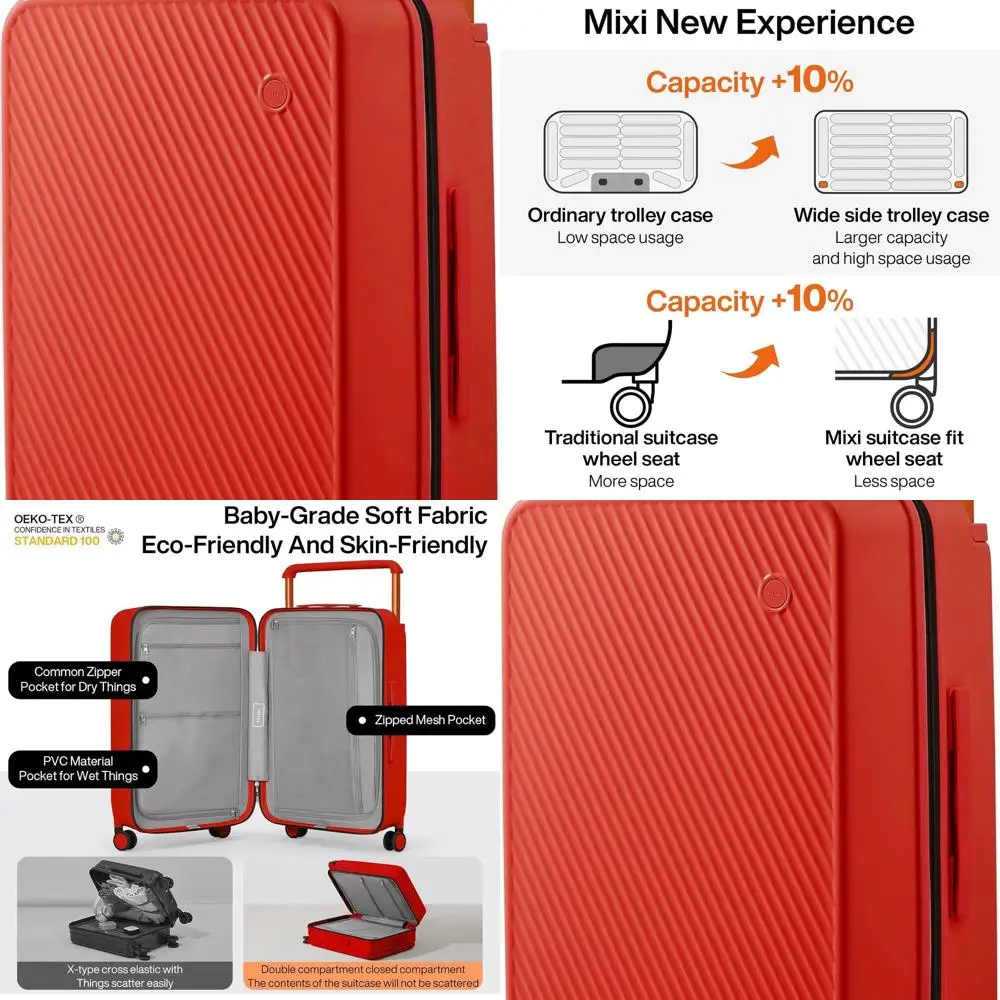 

Красный 20, легкий жесткий чемодан-спиннер с широкой ручкой для ПК и замком TSA, одобренный авиакомпанией