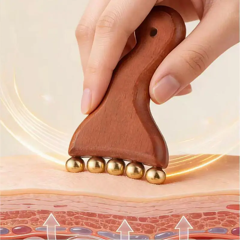 Meridian-Massagekamm aus Kupfer und Sandelholz, Meridian-Kamm, Nadelmassage, Guasha-Kopfmassagebürste, Entspannungs-Körpermassagegerät – Detail 4