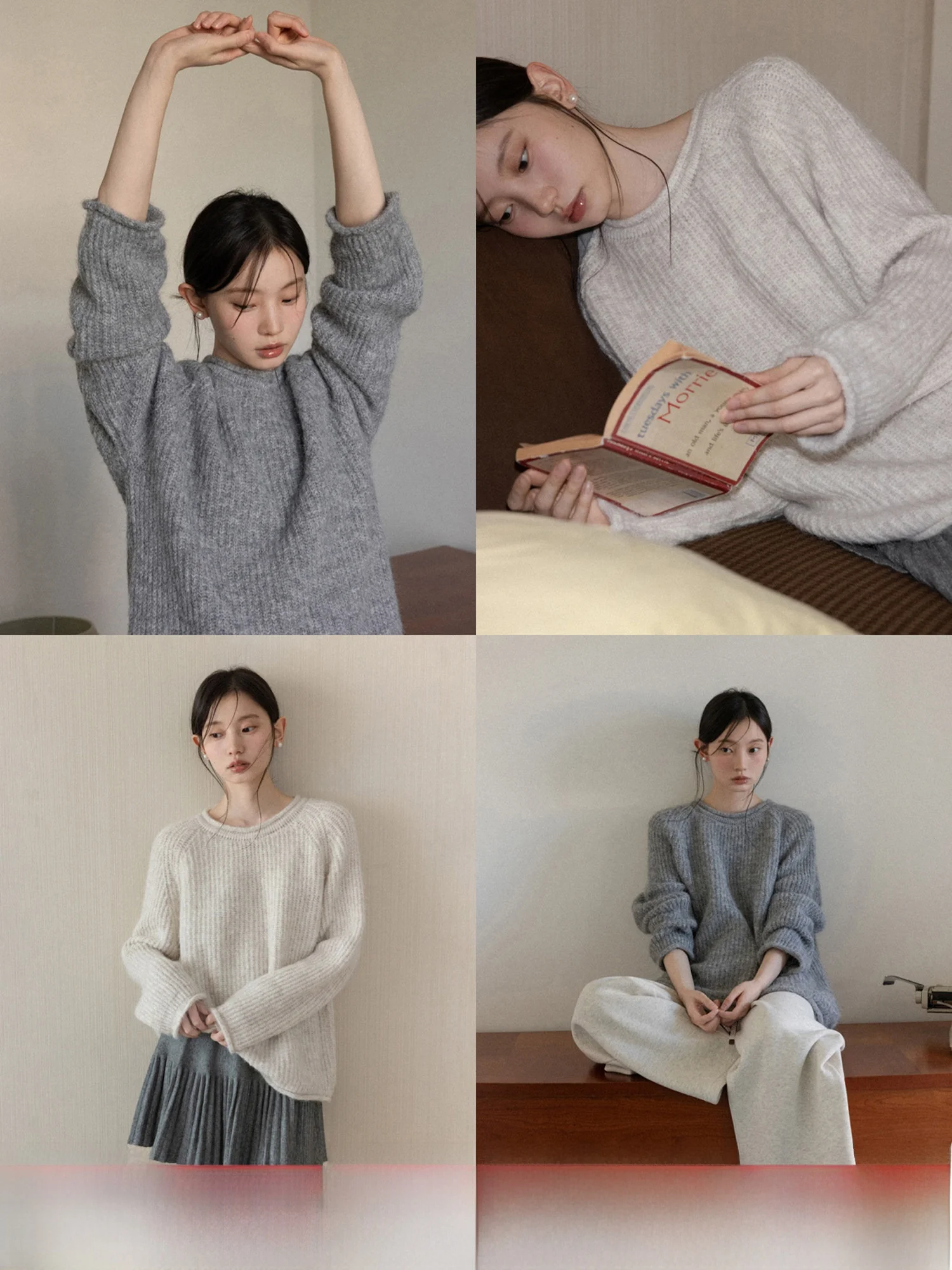 

Свободный вязаный свитер с круглым вырезом для женщин, однотонный, повседневный, теплый, зимний, из смесового полиэстера