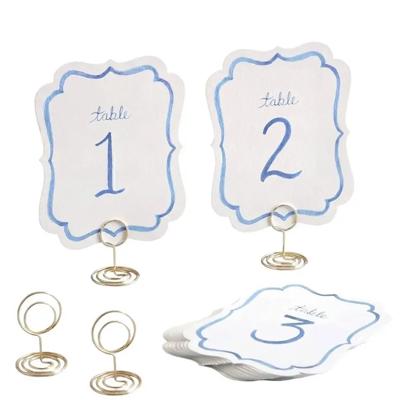 ABXF-Modern For Restaurant Reception Anniversary Party 20 Pcs Watercolor Table Cards 1-20 With Gold Holders 4.25 X 5.5 Inch