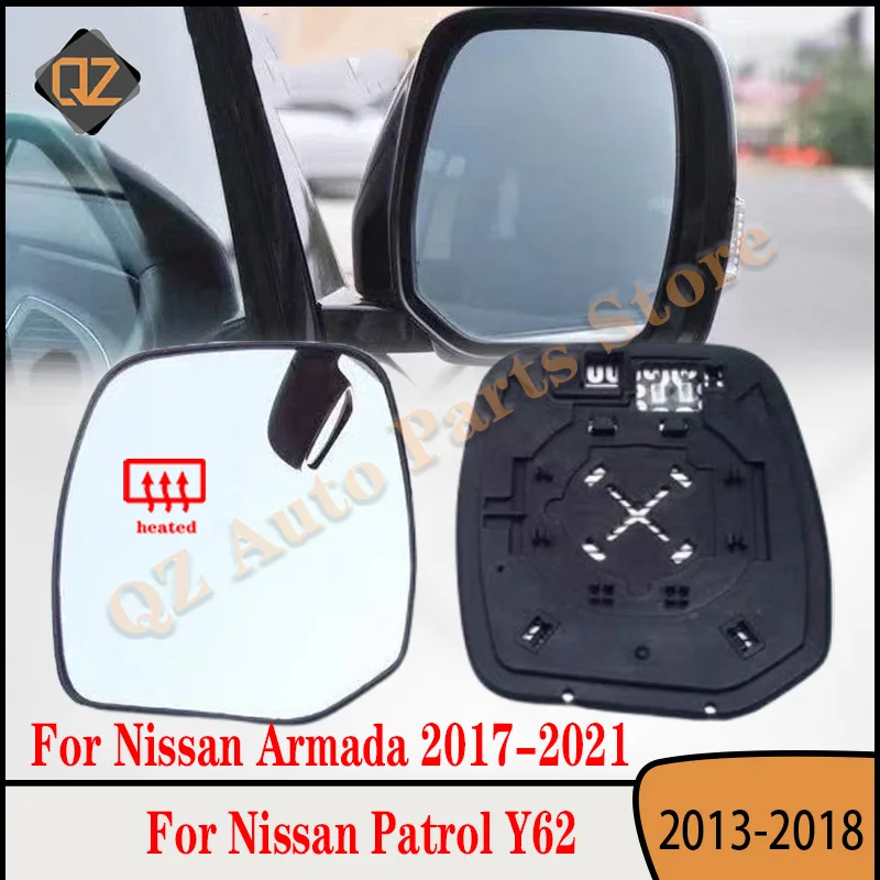 Carro auto esquerda lado direito aquecido espelho retrovisor de vidro para nissan patrol y62 2013-2018 armada 2017- 2021 963661ll2b 963651ll2a