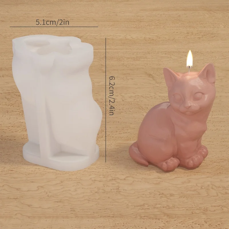 DIY用アマオマテラピーシリコンモールド、石膏ジェルテーブルテーブル、かわいい猫キャンドル