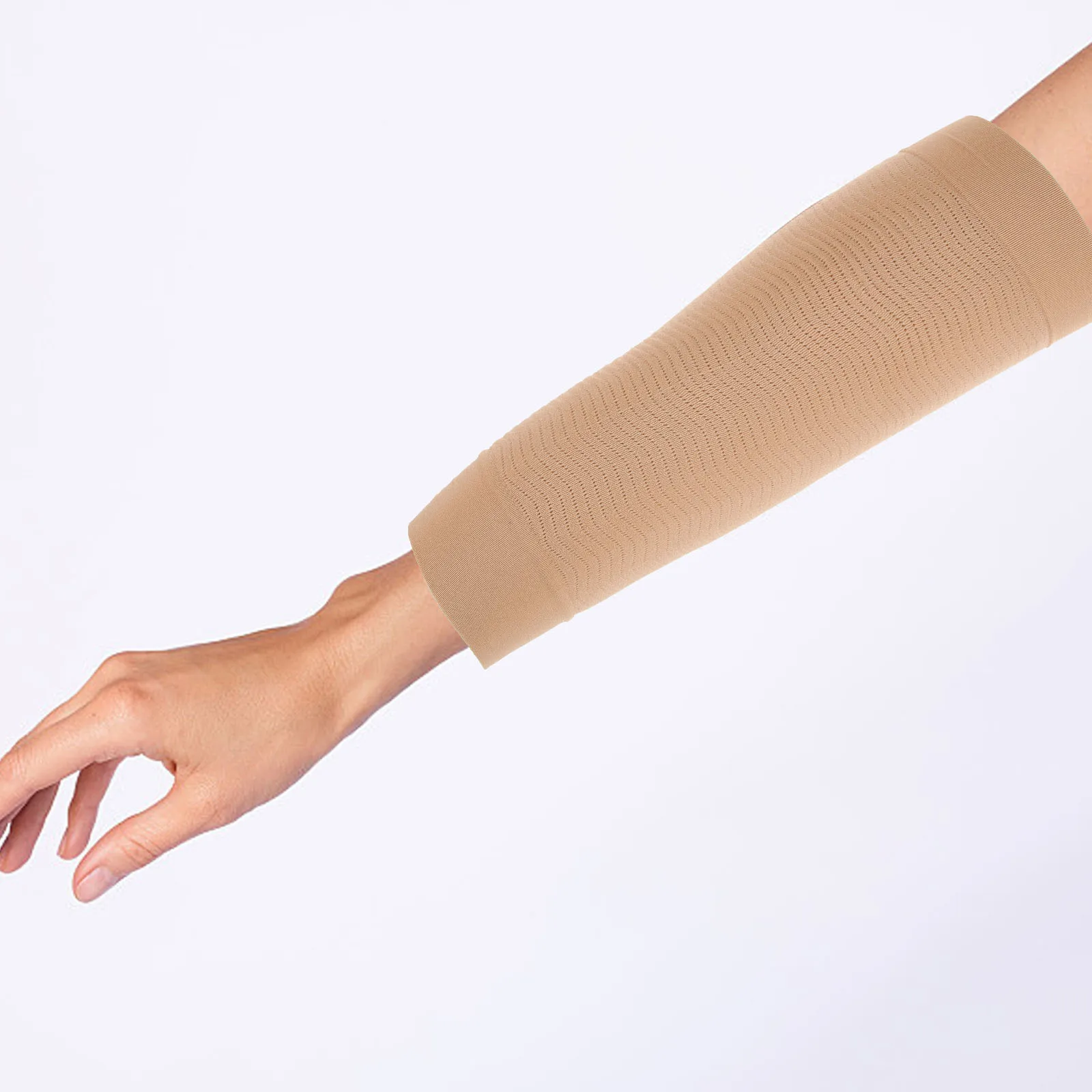 

2Pairs Compression Arm Sleeves Skin Color Slimming Shaper Protector Improve Circulation Muscle Relief Workout Scar Covering