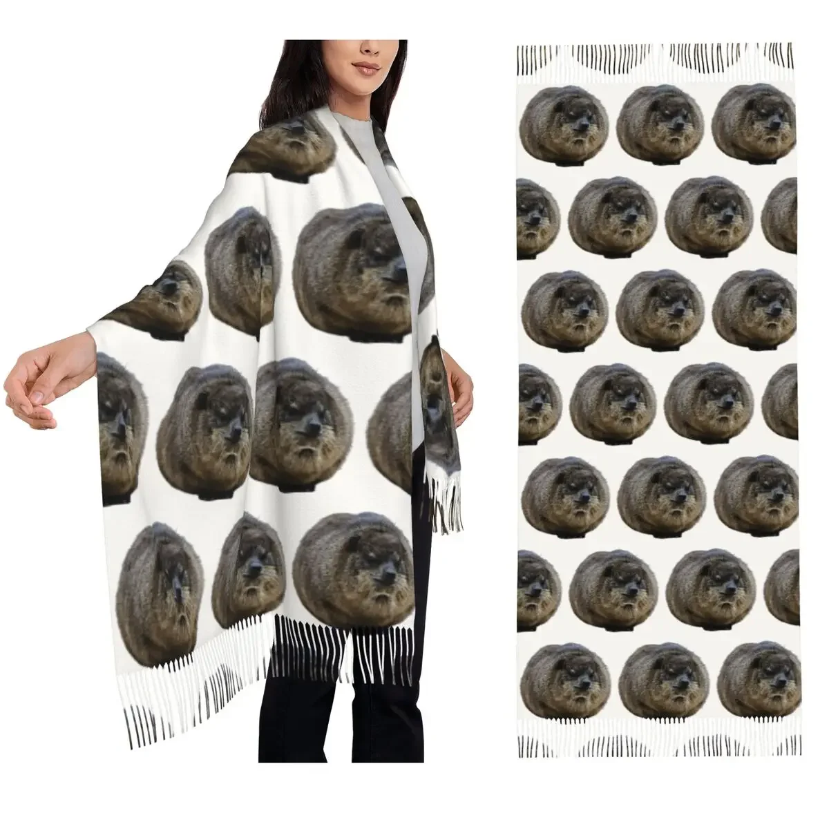 

Hyrax кокетка или шарф-крокет с кисточками, женские мягкие теплые шали и накидки, большая осенне-зимняя шаль