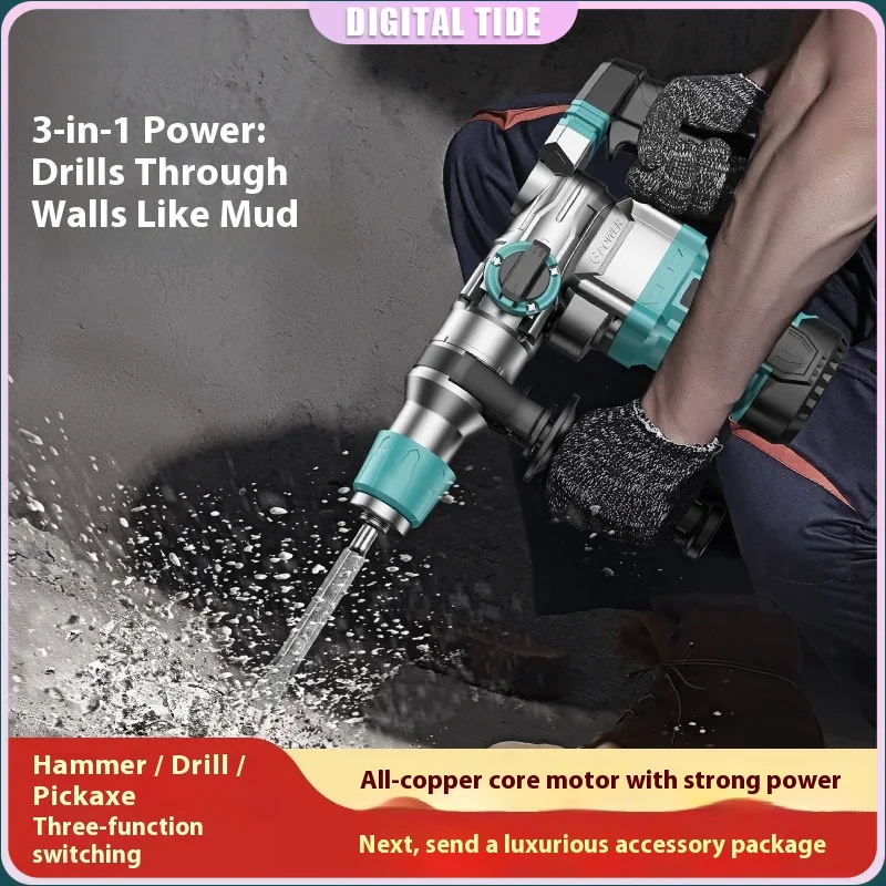 Mini Demolition Breaker Hammer Drill Machine Three Function Rotary Hammer Drill Concrete Demolition Spower Hammer Drills