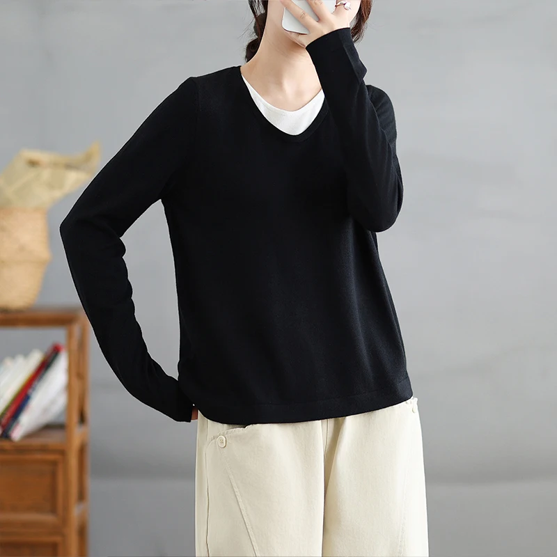 Sli محبوك فضفاض طويل Sve سترة رقيقة الشتاء تخفيف عارضة الوقوف صالح السيدات Faionable أعلى V Ne Ci الزي