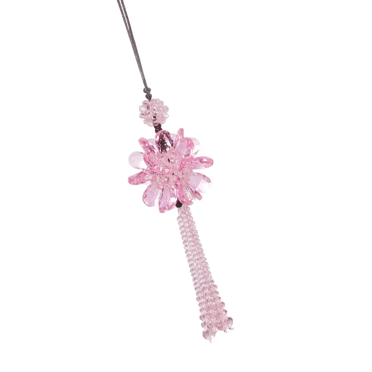 Chic Crystal Flower Car Hanging Decoration Pendant Charm for Rearview Mirror Bag Home Bedroom Living Room Wedding Party Use Pink