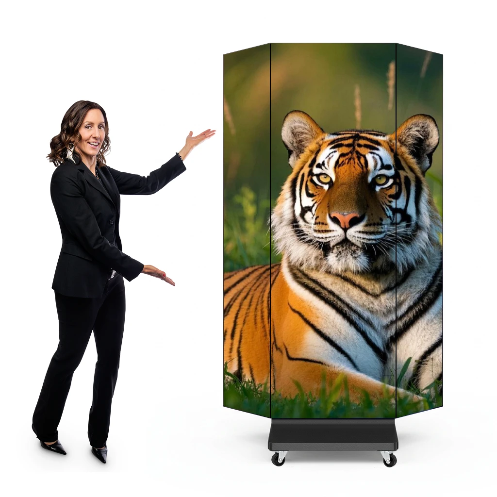 Portable Folding LED Display P1.86 P2.5 4K Video Screen Floor Stand Mount Sunlight Readable Cloud-Based CMS Digital Signage