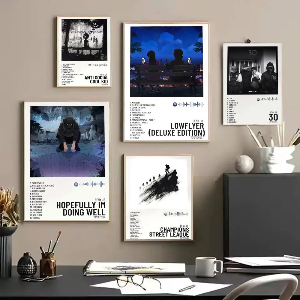 Pop Rapper B_BENY J_JR Album HD Linen Canvas Poster Wall Art Prints for Living Room Bedroom Office Home Decoration Gift