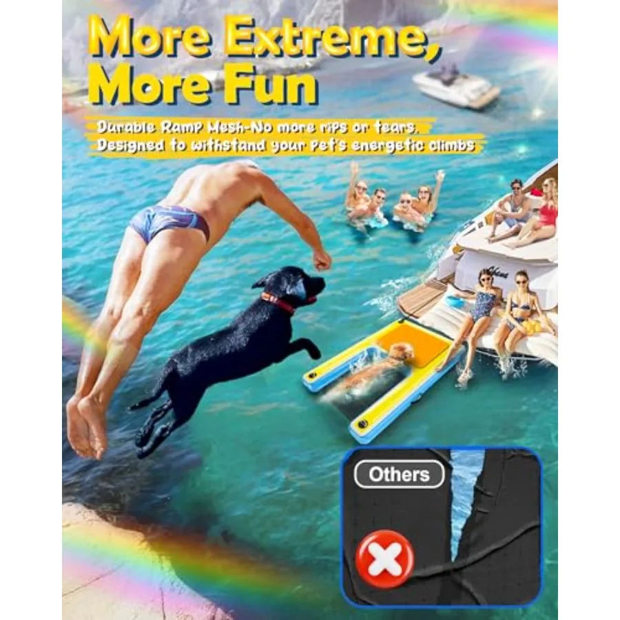 Nadmuchiwane rampy wodne wielofunkcyjne duże pływaki dla psów drabinka do basenu łodzi molo jeziora antypoślizgowa jednoczęściowa rampa siatkowa deska do pływania