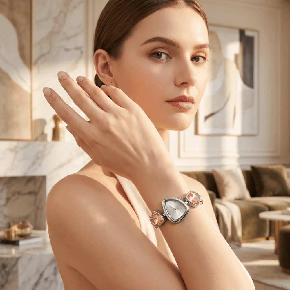 Fashion Elegant Irregular Design Watch Simple Minimalist Big Rhinestone Watch Interesting Quartz Colorful Fashion Watch Daily