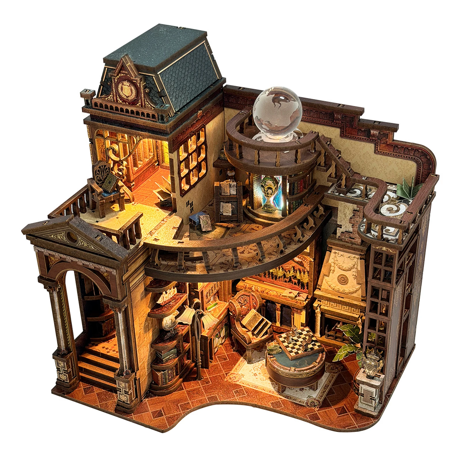 DIY 3D Wooden The Corridor Library Book Nook Cottage Miniature Model Kits Assembly Jigsaw Puzzles for Friends Birthday Gifts