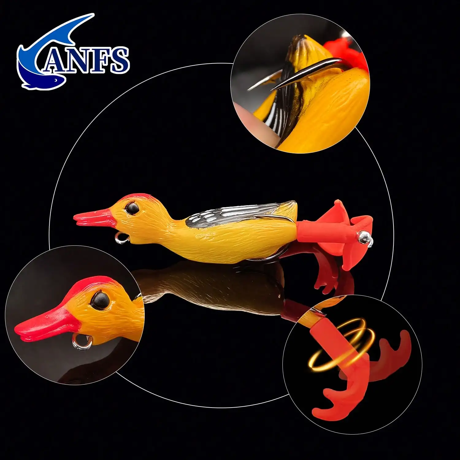 ANFS 1pc/3pcs 9cm/11g Rotating Leg Soft Frog Lure Lifelike Duck Artificial Baits For Freshwater And Saltwater