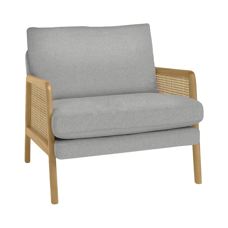 

Wabi-sabi rattan weaving, sofa chair solid wood simple single armrest