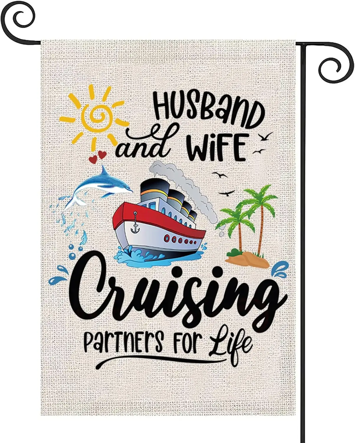 ZJXHPO Husband and Wife Cruising Flag - Partner for Life Garden Flag, Travel Banner for Cruise, Vacation Gift xxl