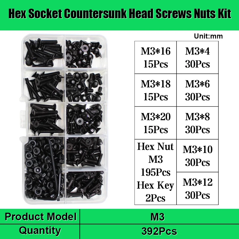 Inbus schraube und Mutter din7991 m2 m3 m4 m5 m6 schwarz Klasse 10,9 Kohlenstoffs tahl Sechs kant buchse flache Senkkopf Inbus schraube – Detail 13