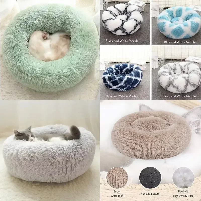 for XL Large 120cm Fluffy Waterproof Indoor Soothing Bed Classic Faux Fur Solid Pet Bed Suitable for Cats and Dogs All