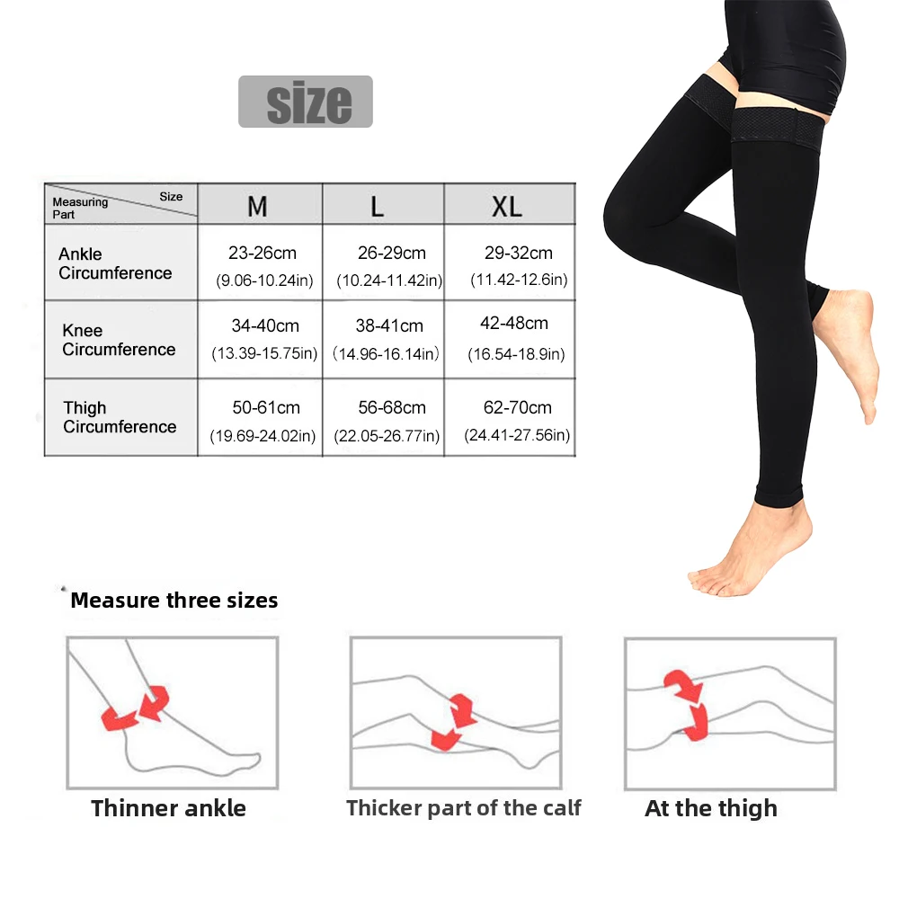 Plus Size Unisex Pressure Level 2 Compression Socks 23-32MMHG Thigh High Stress Relief Stockings for Comfort and Support