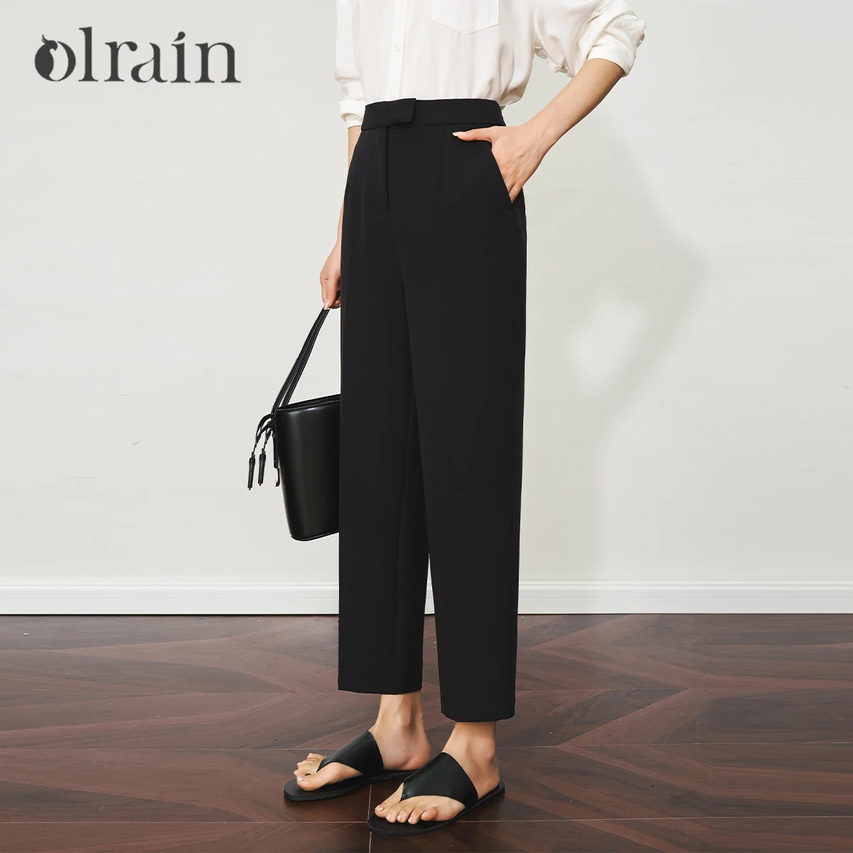 

OLrain 2026 Autumn High Waist Office Pants Women Straight Wide-Leg Professional Trousers Elastic Comfort Slim Pants O57XK98838