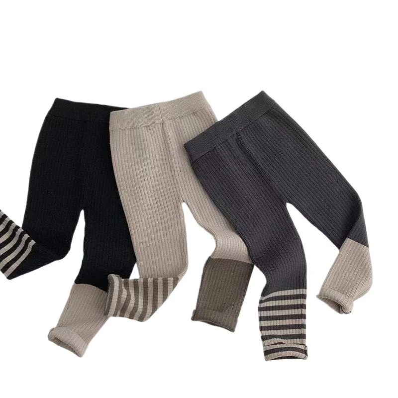 Spring Autumn Toddler Baby Girl Pants Knitted Leggings Cotton Strechy Trousers Kids Children Casual Daily Outfit 2-7Y Fashion