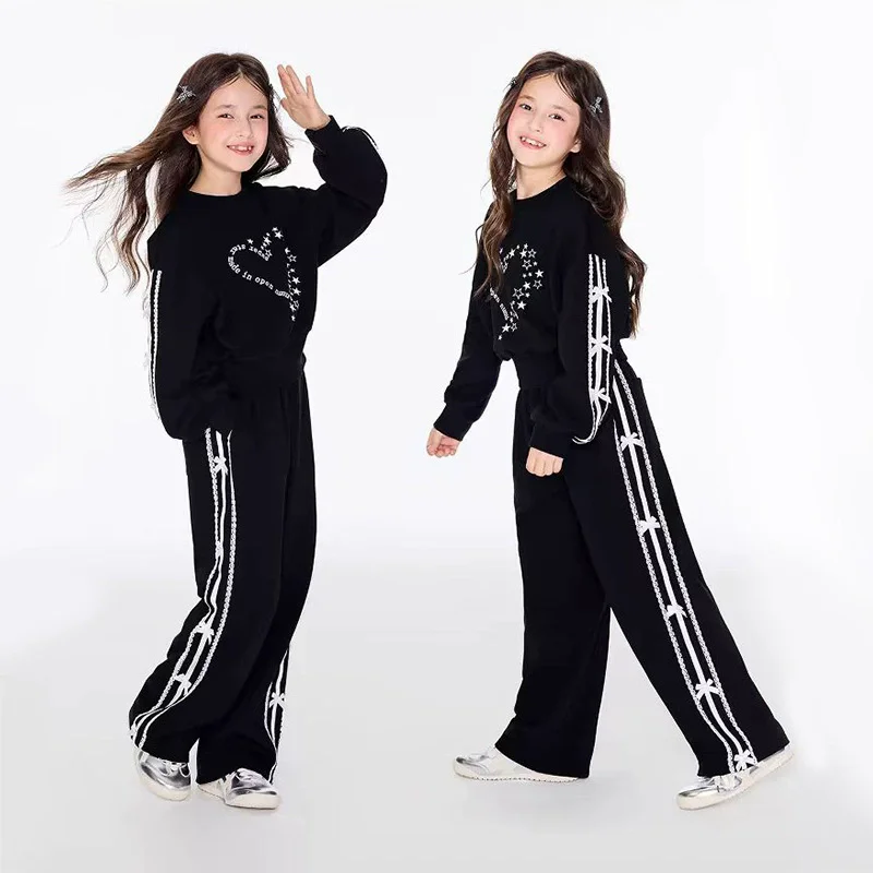 الفتيات ستار طباعة المحاصيل البلوز الشريط المشارب Sweatpant تجريب مجموعة أطفال المدارس 2 قطعة رياضية الأطفال عداء ببطء الزي 5-16 سنة