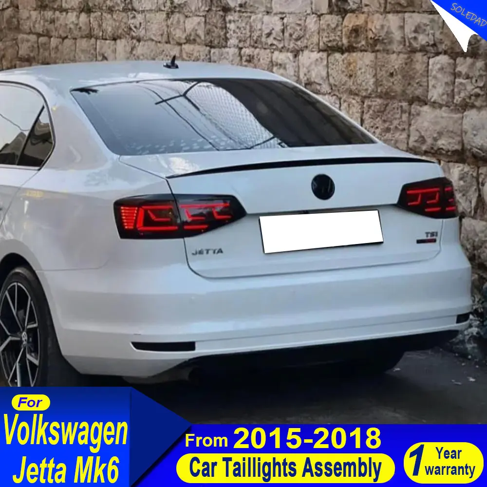 Un par de luces traseras de coche para Volkswagen Jetta MK6 2015-2018 luces traseras LED conjunto de luces traseras lámpara de freno animación DRL
