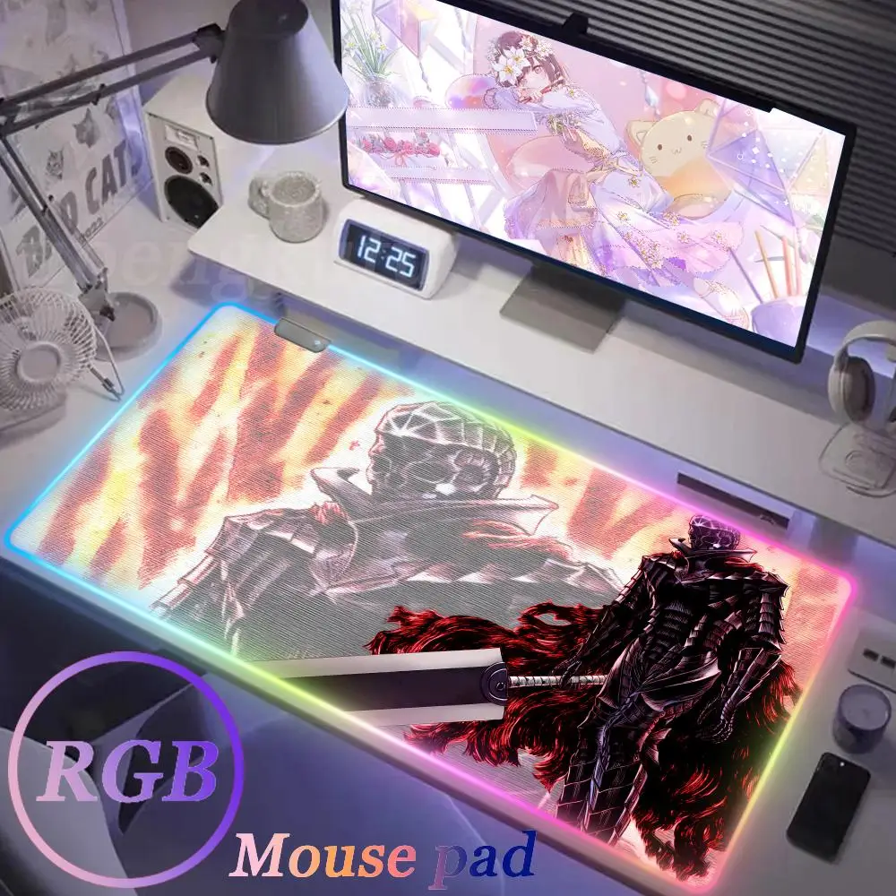 

Guts sword in Berserk 1000x500 RGB Pc Gamer Keyboard Mouse Pad Mousepad LED Glowing Mouse Mats Rubber Gaming Computer Mausepad