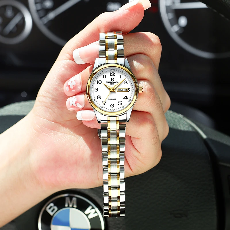 Jam Tangan Elegan Mewah untuk Wanita Jam Tangan Wanita Modis Tanggal Bercahaya Tahan Air Jam Tangan Kuarsa Baja Tahan Karat Jam Tangan Wanita Reloj Anak Perempuan