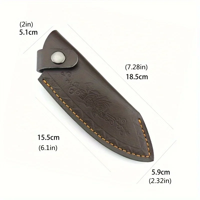 Vintage Style Calfskin Leather Knife Sheath with Floral Design, Tactical Fanny Pack for Camping - Water-Resistant, Snap Closure