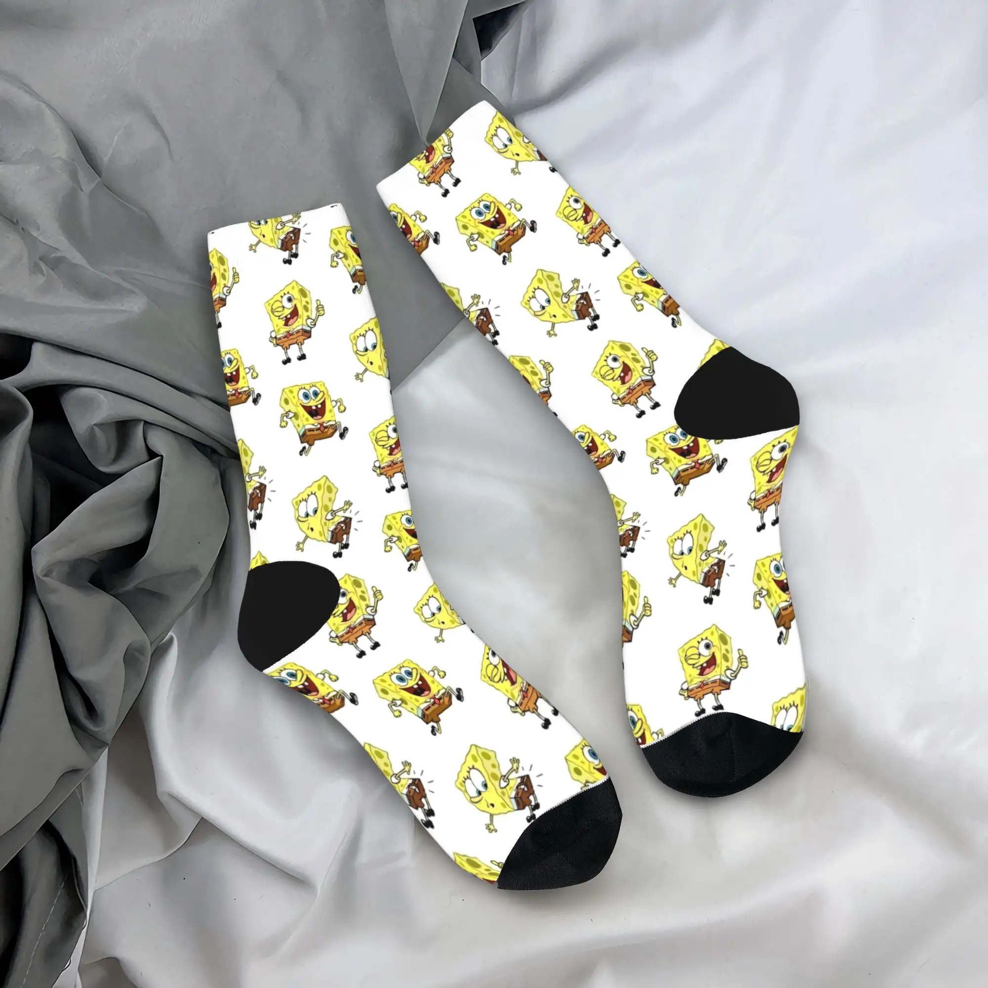 Spongebobs Socks  Vintage Stockings Adults Men Medium Soft Climbing Socks Autumn Design Anti Skid Socks