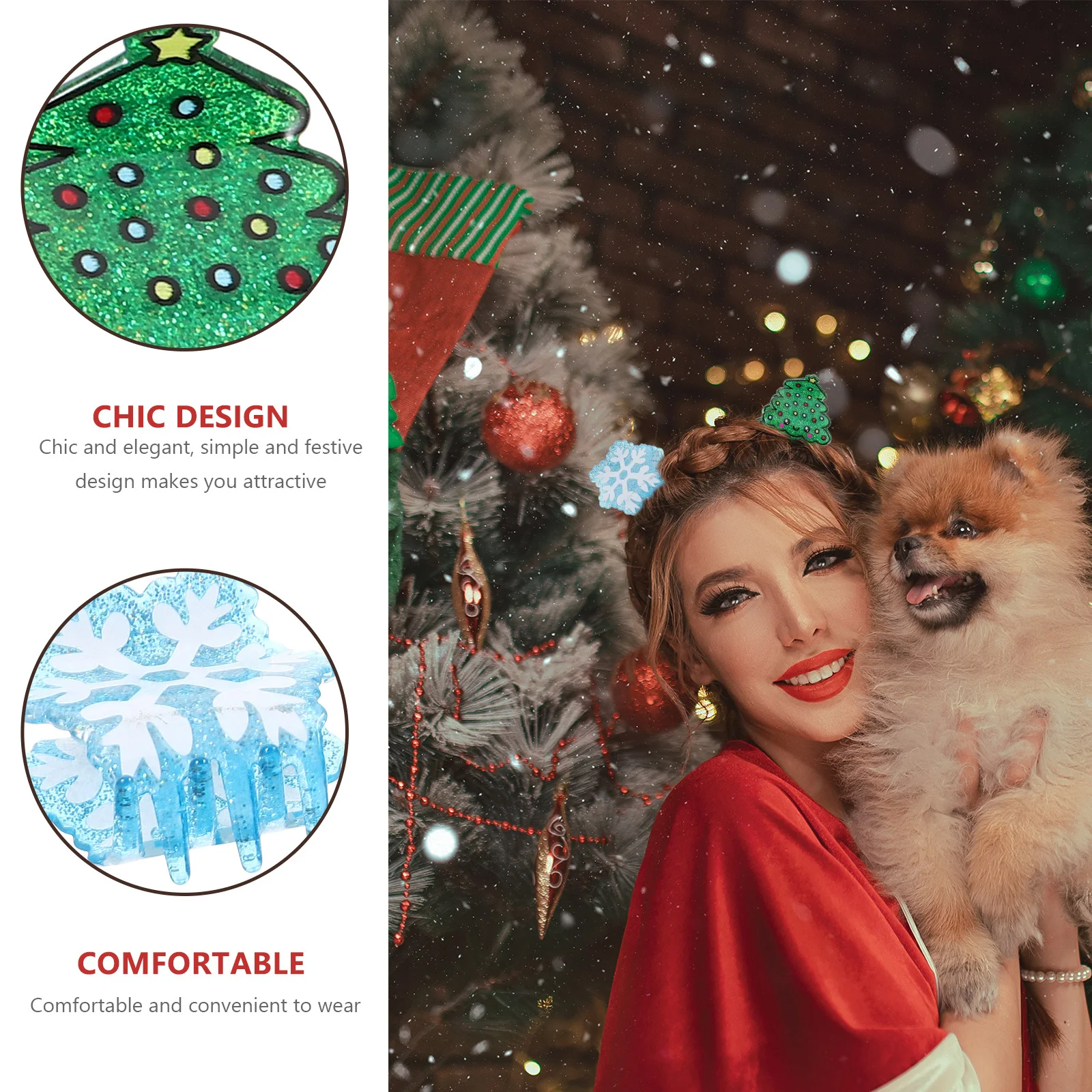 

4 Pcs Merry Christmas Hair Clips for Woman Black Little Like Clamps Women Cute Claw