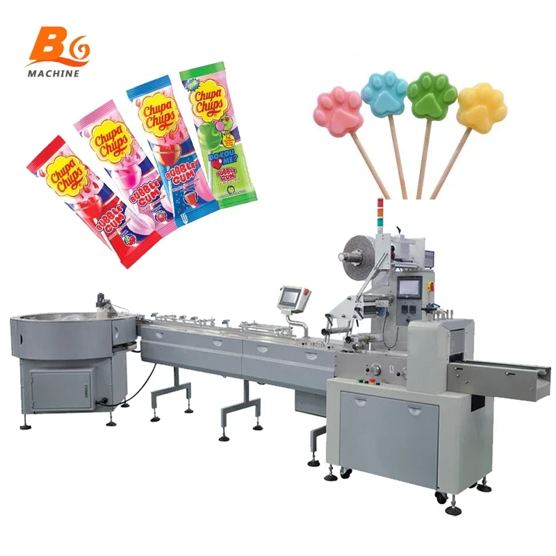 Automatic Horizontal Cotton Small Confectionery Packing Gummy Candy Lollipop Packaging Machine