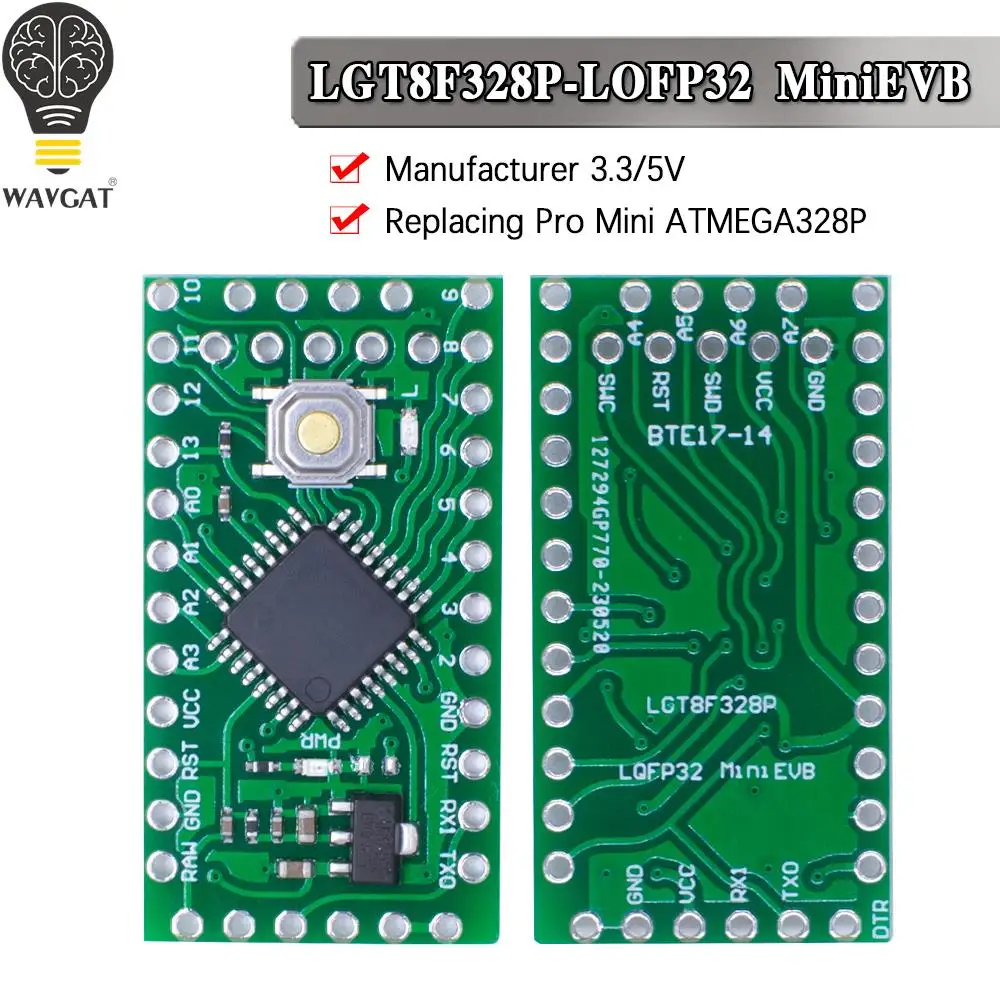 LGT8F328P LQFP32 MiniEVB 3.3V / 5V Replaces Pro Mini ATMEGA328P Fully Compatible For Arduino USE HT42B534-1 Driver