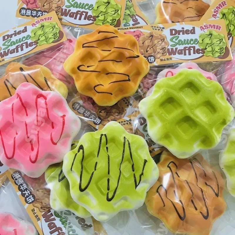 SUGAR SQUISHY 3Color Sauce Waffles Slow Rebound Pinch Decompression Vent Toy Mini Squishy Decompression