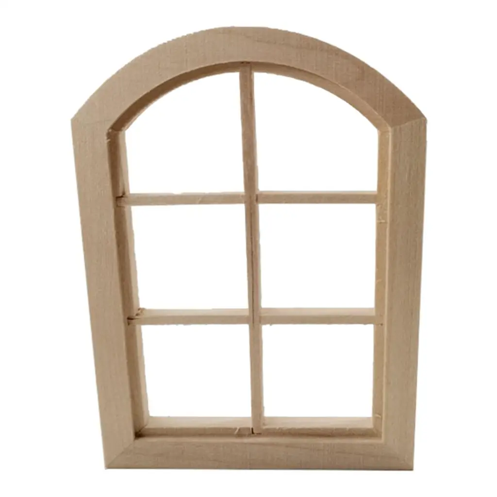 Puppenhaus-Fensterrahmen aus Holz, 6 Gitter, Miniatur-Möbel, Ornament, Birke, Dekor, Spielzeug, Spielset für Kinder, Puppenhaus, 1/12