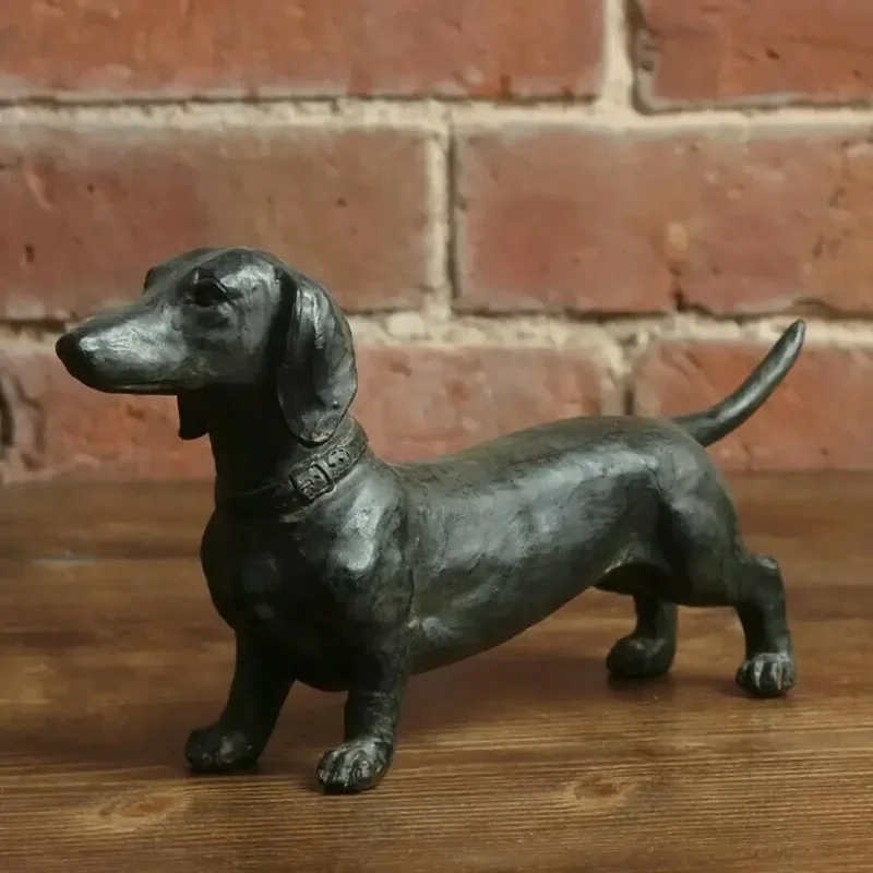 

Realistic Puppy Dachshund Black Dog Garden Courtyard Decoration Standing Home Resin Crafts Gift Statues Desktop Accessories