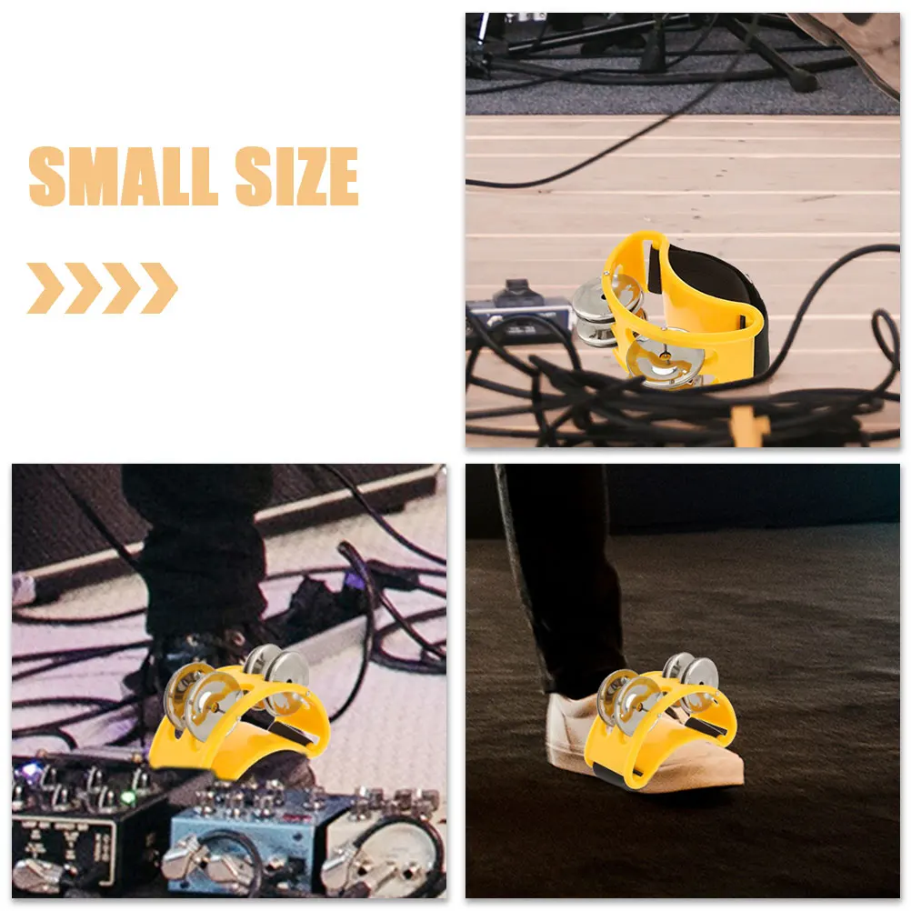 

2 Pcs Foot Bell Mini Tambourine Musical Instrument Toys Shaker Percussion Yellow Baby