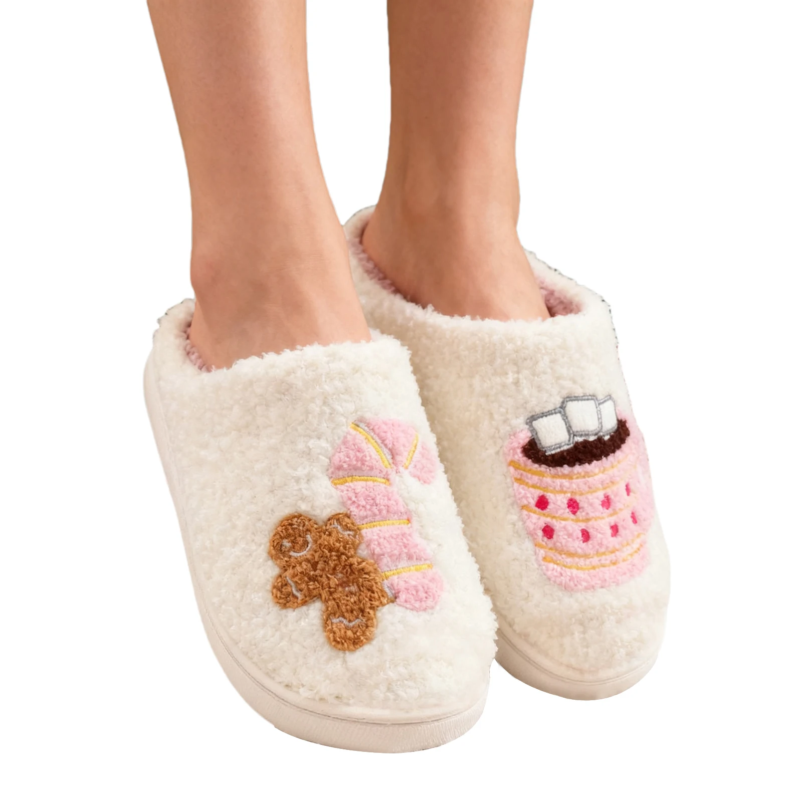 

Unisex Christmas Slippers Cozy Fuzzy Slippers Cute Fuzzy Warm Slip On Slippers for Bedroom Living Room Garden Yard
