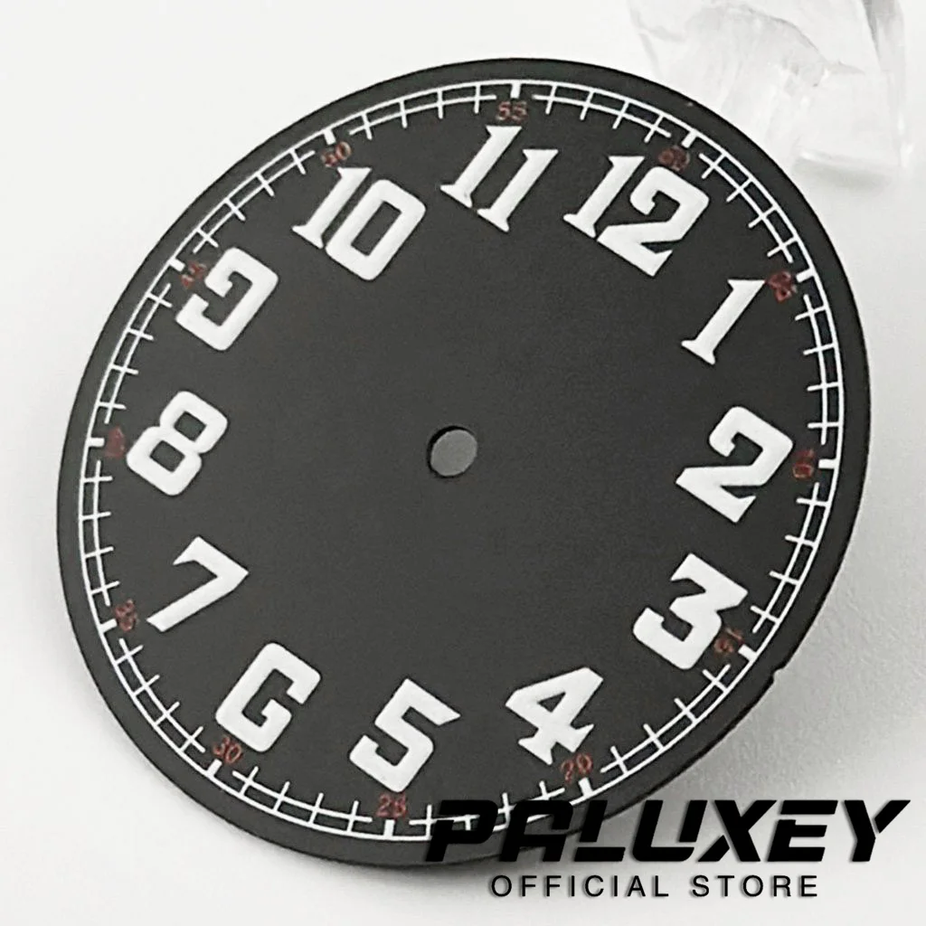 33.5mm Pilot Style Classic Black Watch Dial Fit NH35 4R35 NH36 4R36 Arabic Numerals Watch Faces Modified Watch Accessories