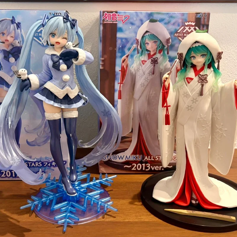 In Stock Genuine Taito Amp+ Snow Miku All Stars 2012 & 2013 Ver. Hatsune Miku Shiromuku Anime Figure Collectible Model Ornament