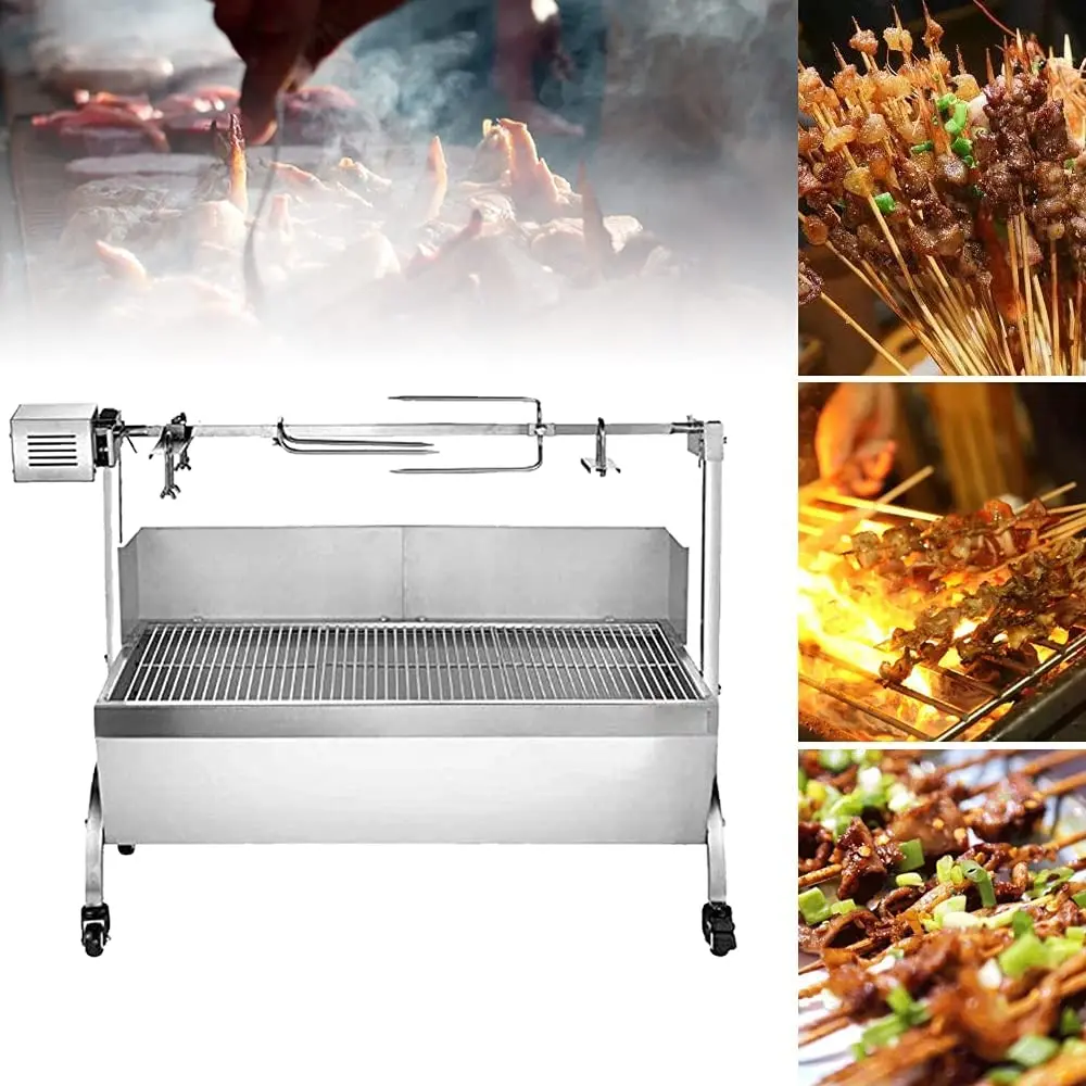 KL002 Multifunction Barbecue Oven Fully Automatic Grill Stainless Steel Rotating Charcoal Grilled Oven with Back Plate