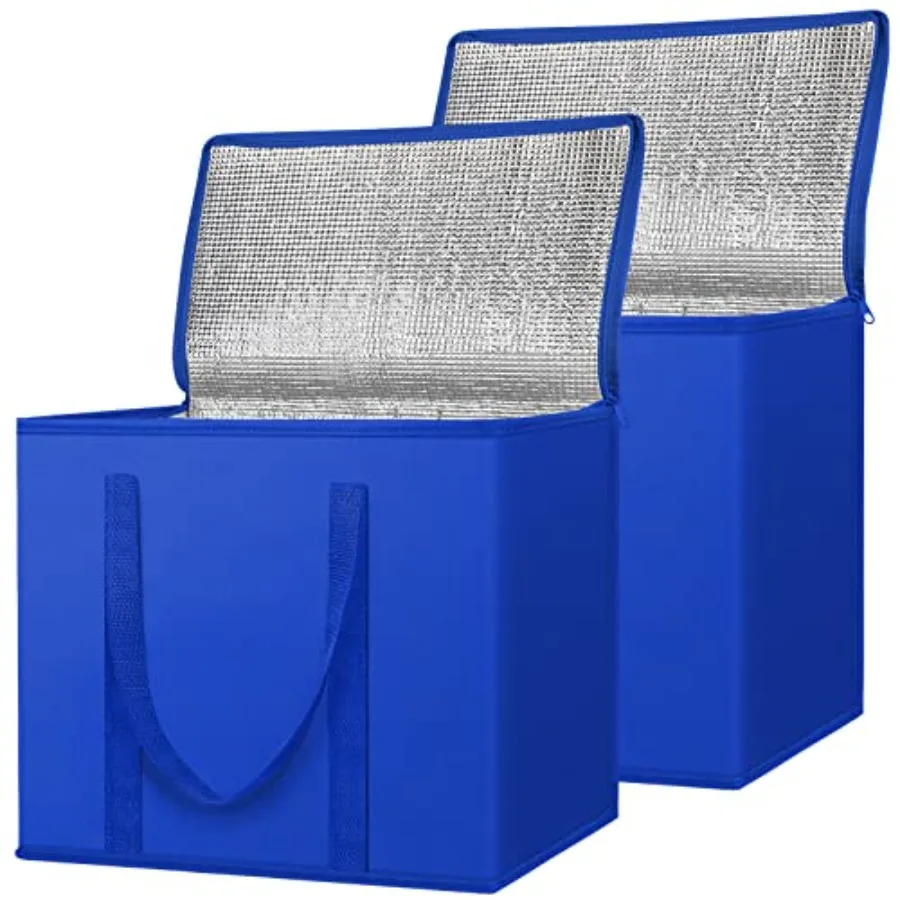 

Набор из 2 многоразовых термосумок для продуктов, складная сумка-холодильник для продуктов, сверхпрочная большая термосумка 16''x9''x13''