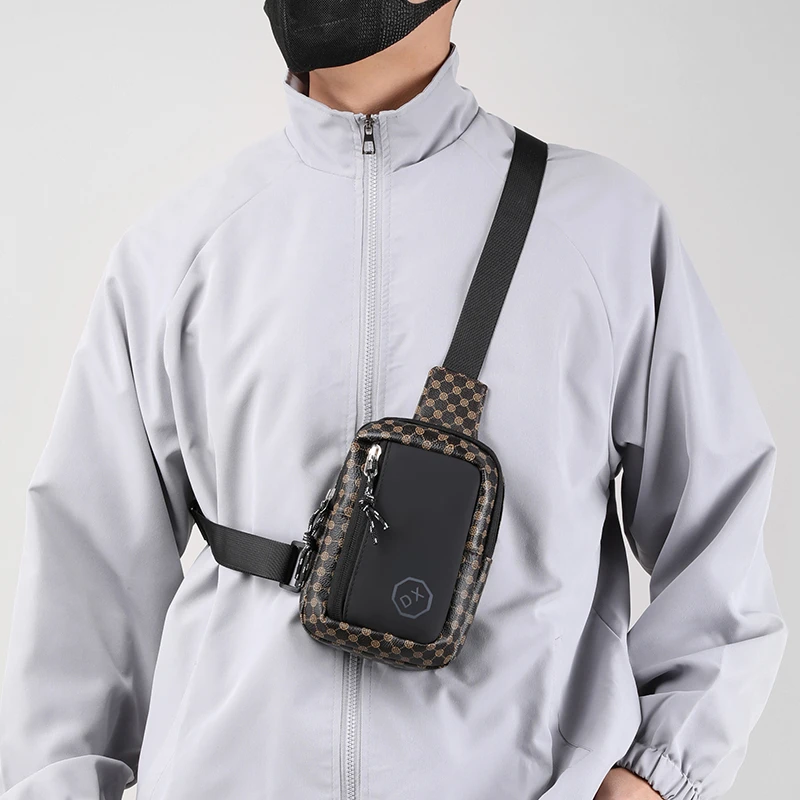 Casual Business Schulter Tasche für Männer PU Leder Umhängetasche Breiten Gurt Umhängetaschen Plaid Designer Männlichen Sling Taschen – Detail 22