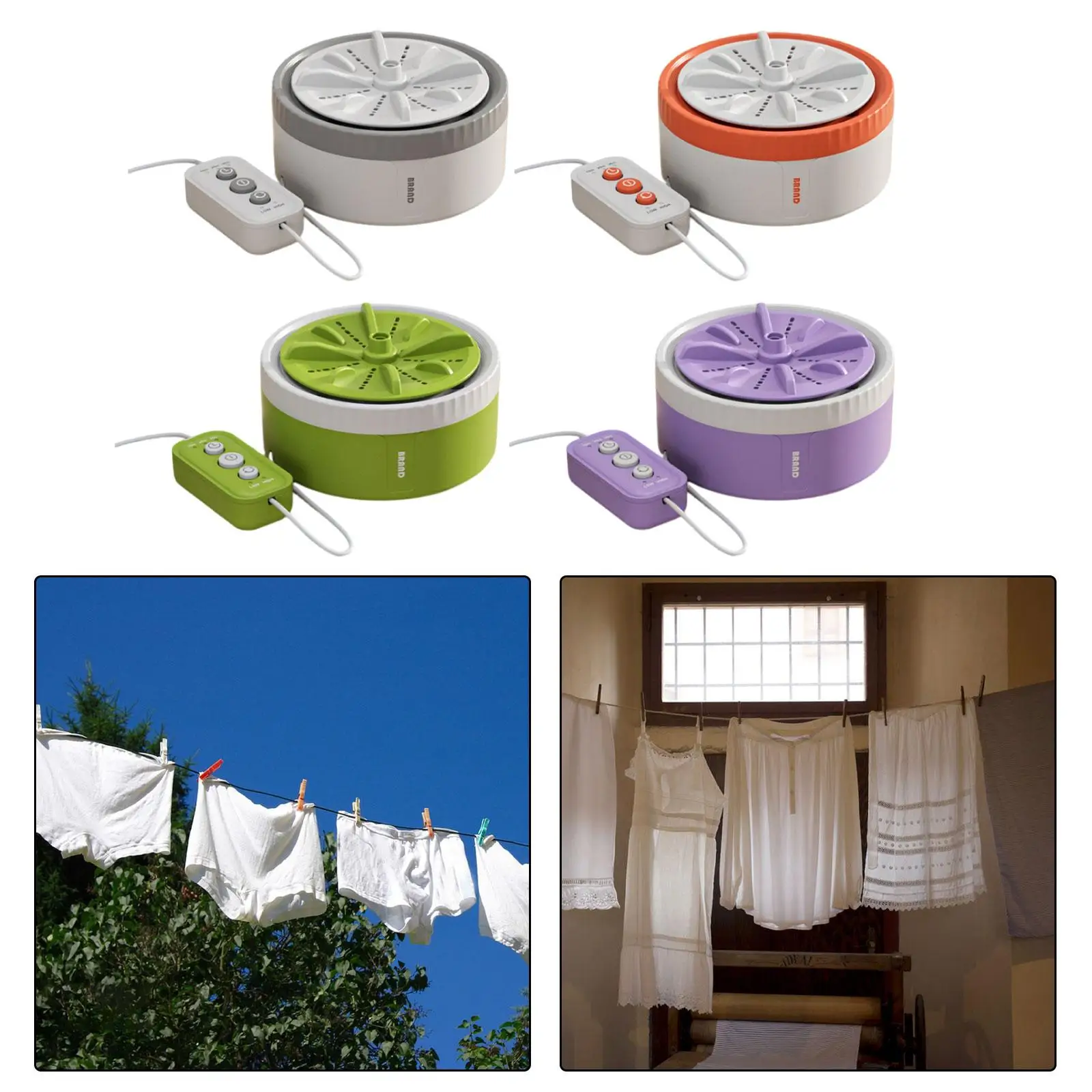 Portable washing machine, versatile, USB powered, low noise, 12 cm diameter,